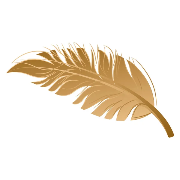 羽の孤立した黄金のスケッチ — ストックベクタ