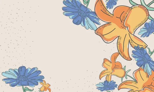 花のバナースケッチの背景 — ストックベクタ