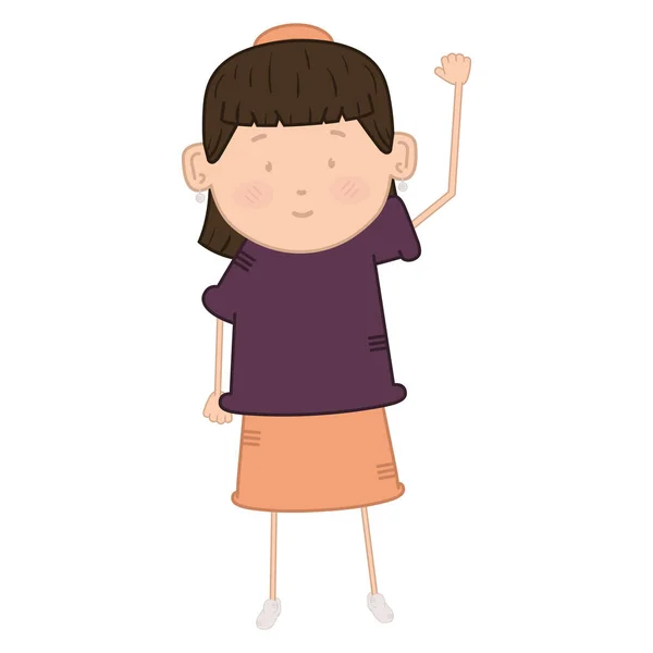 Isolated woman cartoon with raised hand — Stock Vector