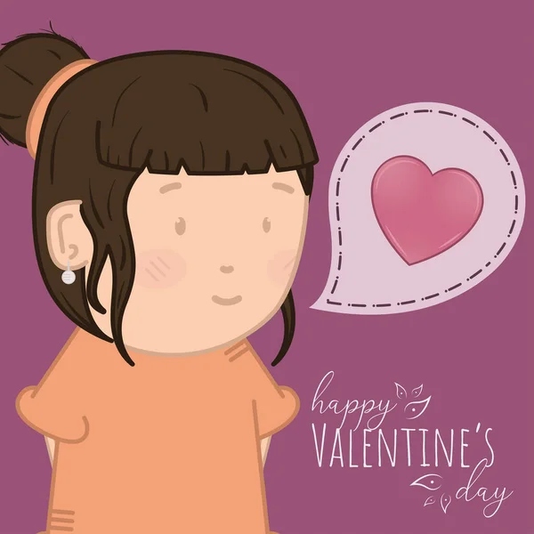 Boldog Valentin napi kártya a szerelem nő rajzfilm — Stock Vector