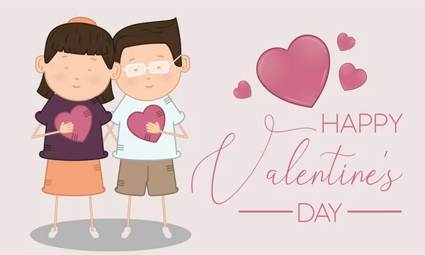 Boldog Valentin napi kártyát egy pár és a szív — Stock Vector
