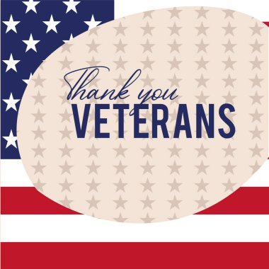 Mutlu gaziler günü kartı. Birleşik Devletler Bayrağı.