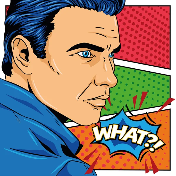 Pop art handsome man on a halftone comic page — Stock Vector