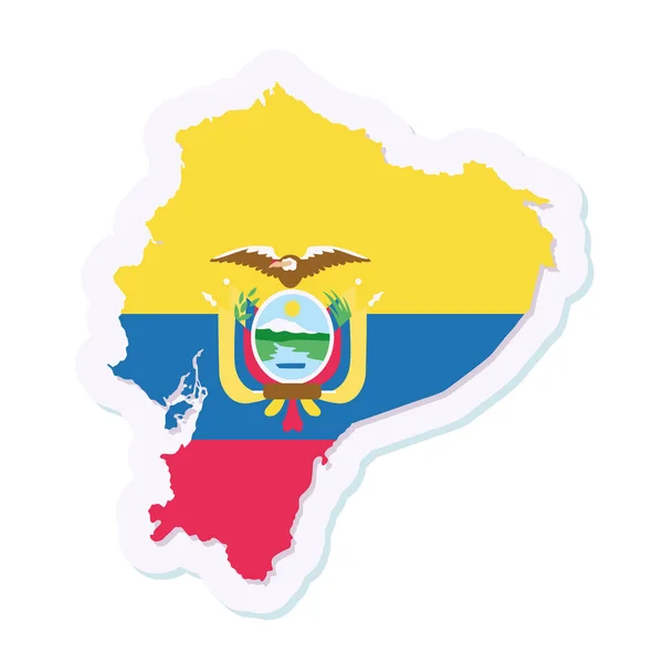 Mapa aislado de Ecuador con su bandera — Vector de stock
