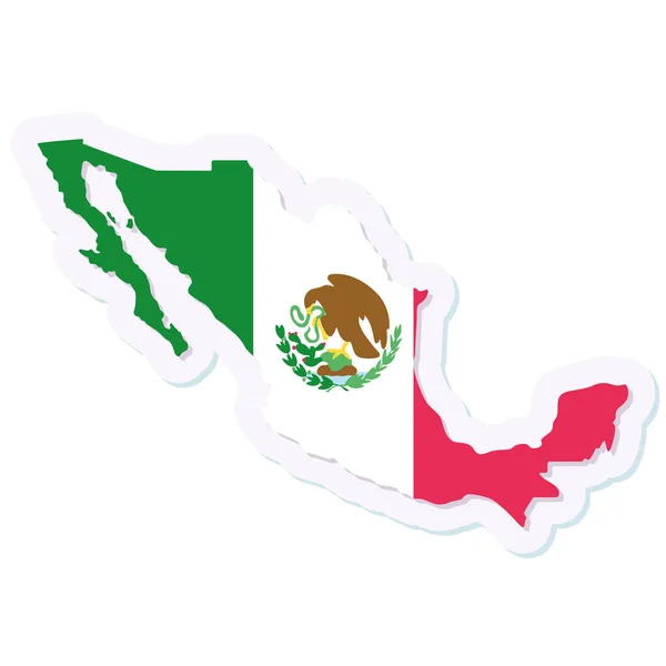 Mapa aislado de México con su bandera — Vector de stock