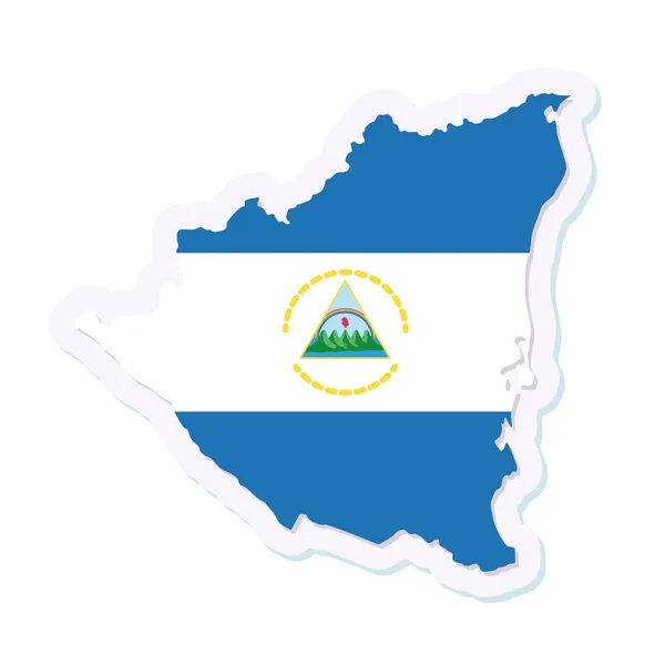 Mapa aislado de Nicaragua con su bandera — Vector de stock