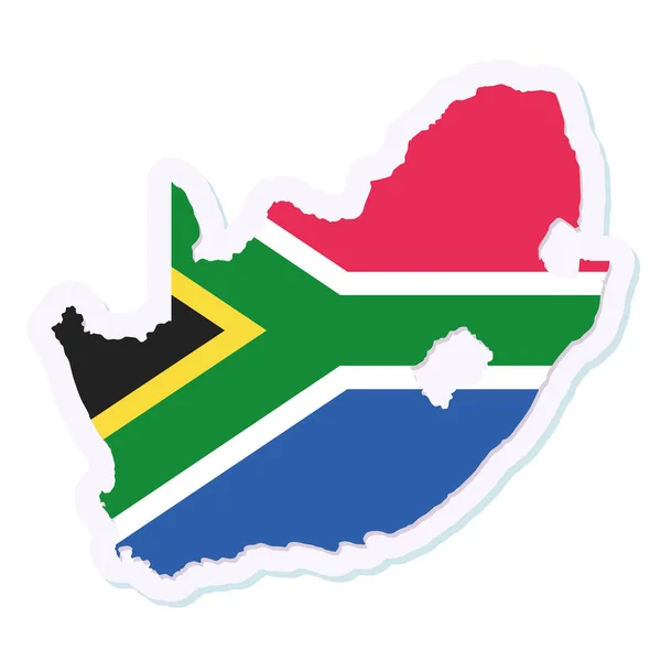 Mapa isolado da África do Sul com sua bandeira — Vetor de Stock