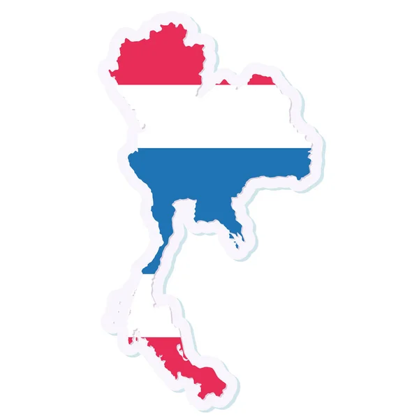 Mapa isolado da Tailândia com a sua bandeira — Vetor de Stock
