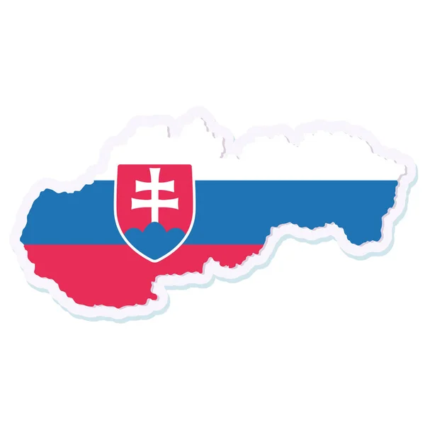 Isolerad karta över Slovakien med dess flagga — Stock vektor
