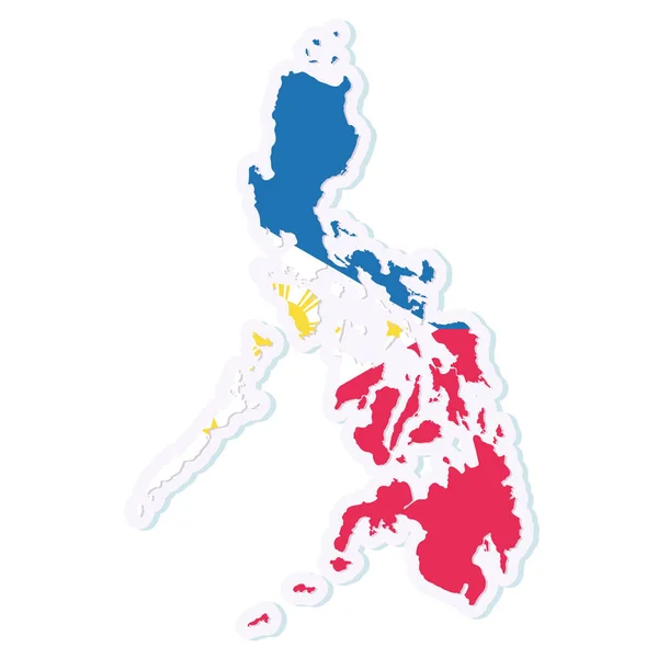 Mapa isolado das Filipinas com a sua bandeira — Vetor de Stock