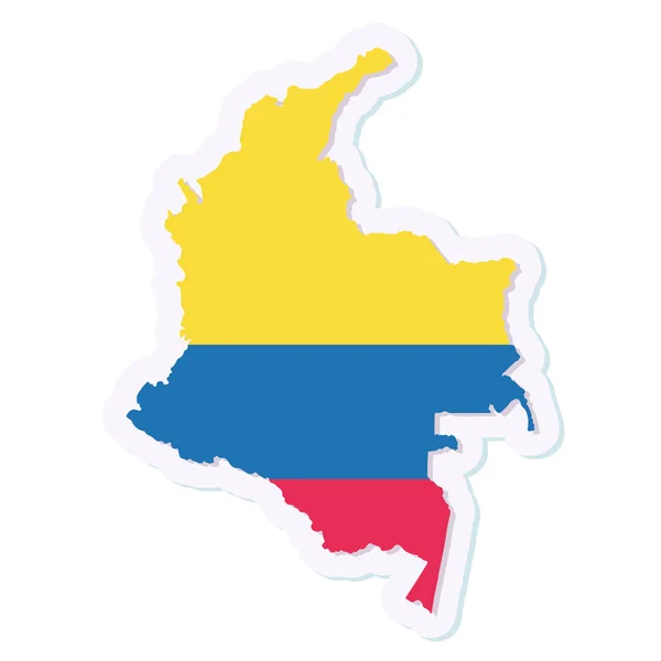 Mapa aislado de Colombia con su bandera — Vector de stock