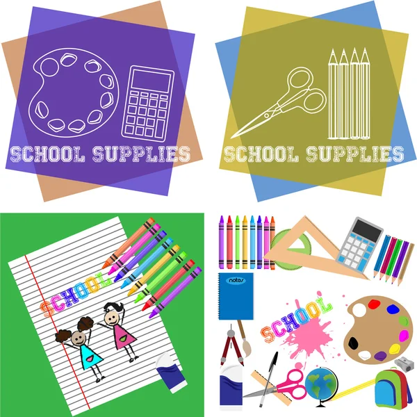 Fournitures scolaires — Image vectorielle