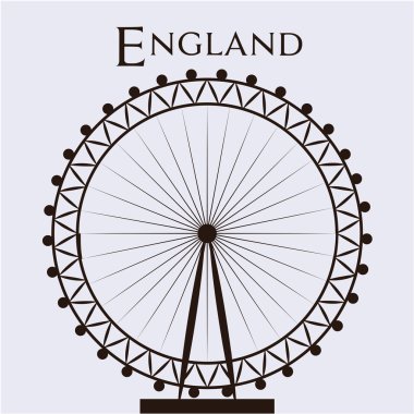 London eye ve metin izole silüeti. Vektör çizim