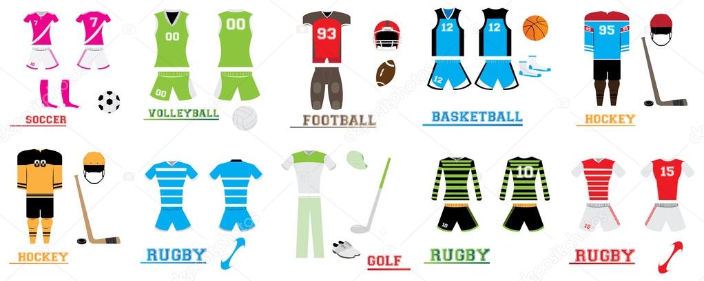 Set of Sport uniforms Stock Vector by ©JoKalar01 98425822