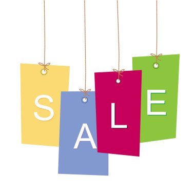 Fiyat etiketleri. Satılık alışveriş torbaları