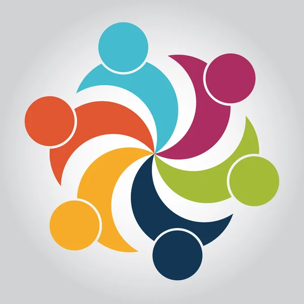 Ομαδική εργασία κοινωνικό δίκτυο, ομάδα της επιχειρηματικής σχέσης 6 άτομα — Διανυσματικό Αρχείο