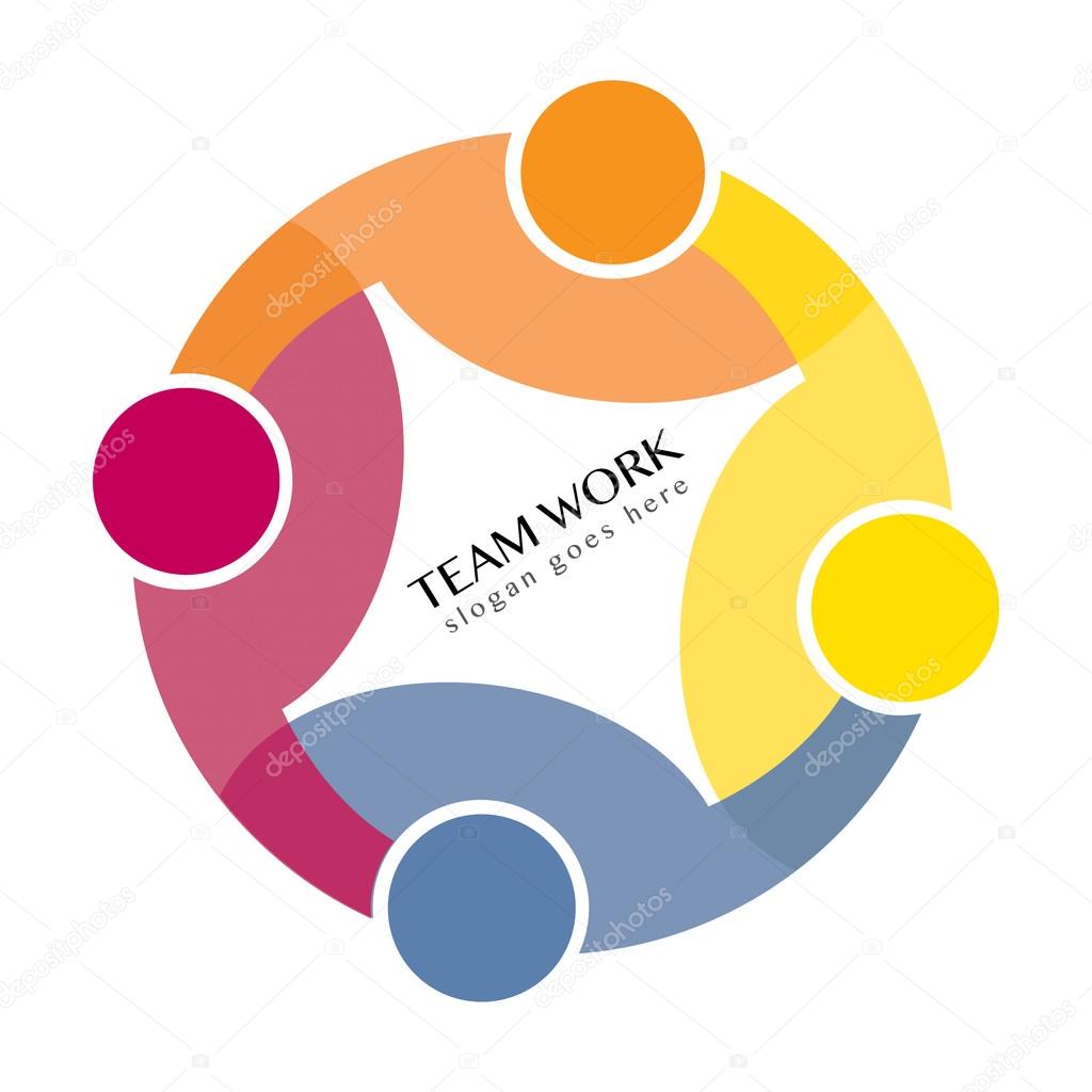 Teamwork Social Network, Group of 4 people business relationship