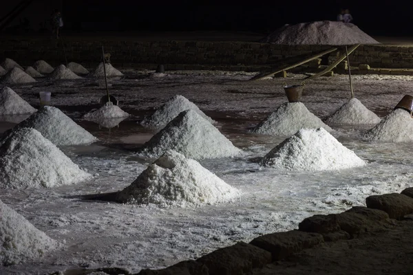 Sale marino a palude salata di notte — Foto Stock