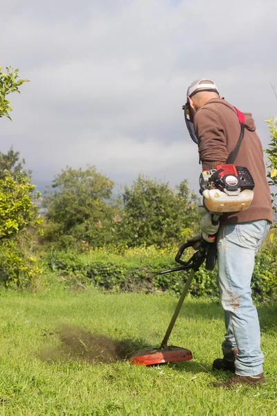 Hombre cortando hierba — Foto de Stock