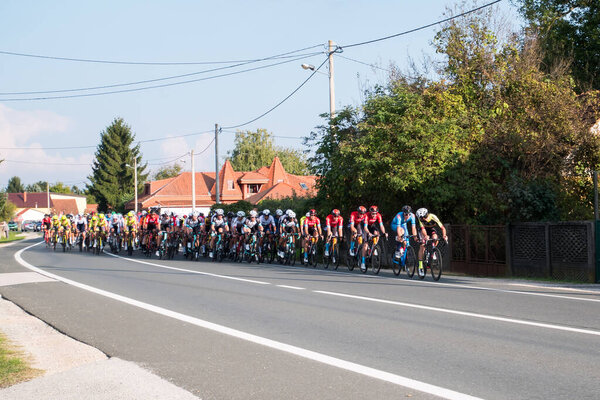 Varazdin, Croatia 09 28 2021: Cro race 2021 - The peloton