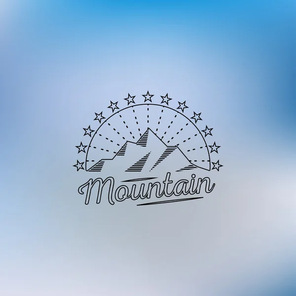 Logo garis keturunan gunung. Logo hipster gunung. Logo gunung. Logo retro gunung. Logo vintage gunung . - Stok Vektor