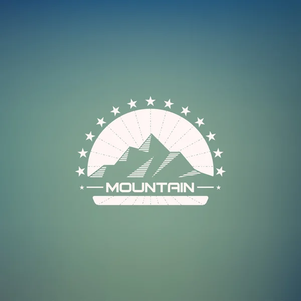 Logo garis keturunan gunung. Logo hipster gunung. Logo gunung. Logo retro gunung. Logo vintage gunung . - Stok Vektor