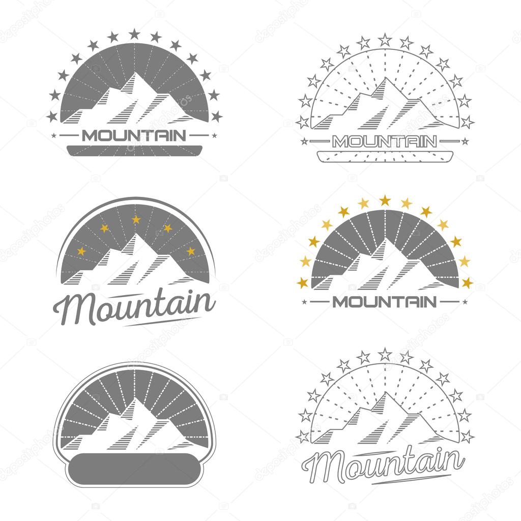 Logo Mountain. Leader logo. Stars. Modern, stylish design of the logo. Collection of logos in black and white colors.