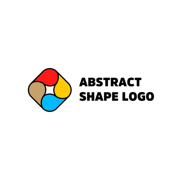 Abstract shape logo isolated vector. Red yellow blue brown color. Colorful unusual drop icon. Black counter. lineart design. Abstract circular logo. — Stockový vektor