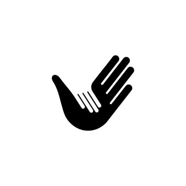 Isolated vector hands logo. Orphanage emblem. Family sign. Children care image. Adoption illustration. Child raising sing. Kindergarden icon. Charity for orphans. Help kids campaign. Racial issues. — Stok Vektör