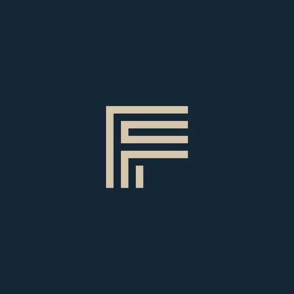 Neobvyklé geometrické dopis F. architektury vektorové logo. Izolované monogram. — Stockový vektor