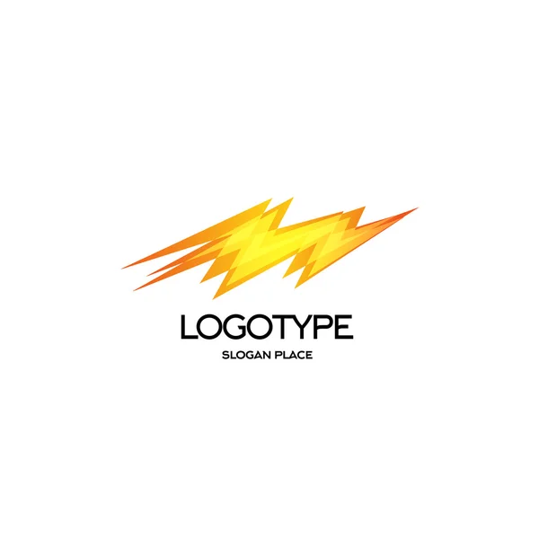 Isolerad Lightning Vector-logotyp. Ljusgul färg energi tecken. Elsymbol. — Stock vektor
