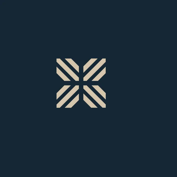 Inusual letra geométrica X. Logo del vector de arquitectura. Monograma aislado . — Vector de stock