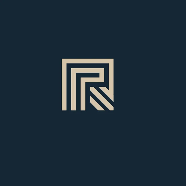 Inusual letra geométrica R. Logo vectorial de arquitectura. Monograma aislado . — Archivo Imágenes Vectoriales