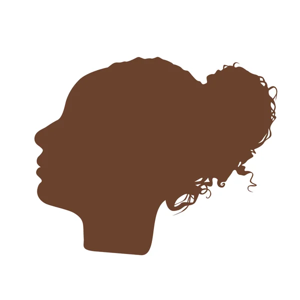 Isolerade mörkbrun färg kvinnor sida Visa vektor logo. Skönhetssalong logotyp på den vita bakgrunden. Frisör visitkort element. Minimalistisk kvinnliga siluett. Ikonen för kosmetika. — Stock vektor