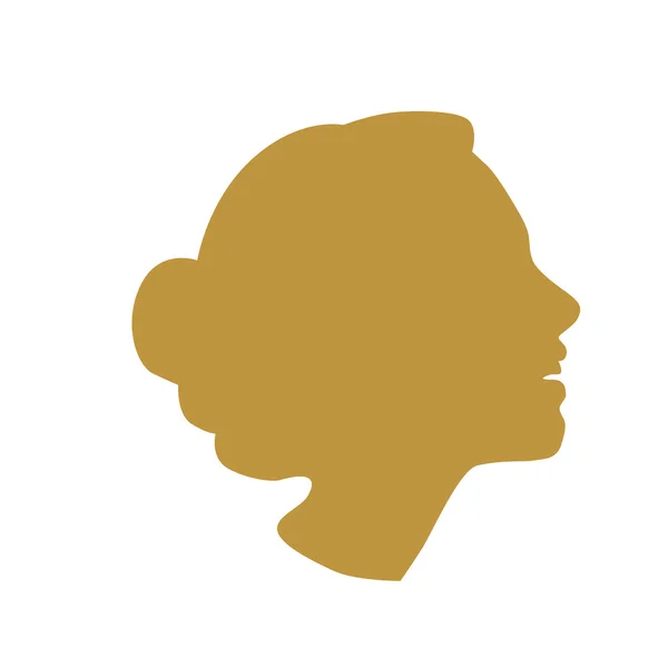 Logo vectoriel isolé de vue de côté de femmes de couleur brune. Logotype salon de beauté sur le fond blanc. Coiffeur élément de carte de visite. Silhouette féminine minimaliste. icône des cosmétiques . — Image vectorielle