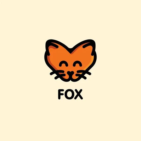 Renard isolé de couleur orange sur le fond rose. Mignon animal muselière vecteur logo. Logotype tête de personnage de bande dessinée. Illustration vectorielle jouet enfant . — Image vectorielle