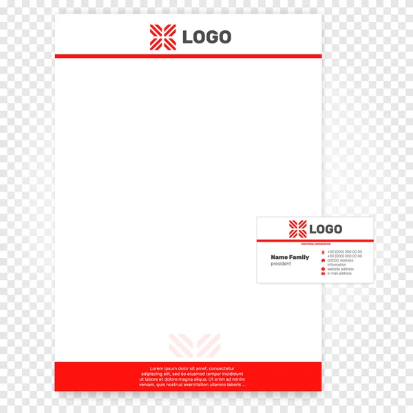 Isolated paper page vector illustration. Company identity business template. Branding offece A4 paper. Red and white color. — Stock Vector