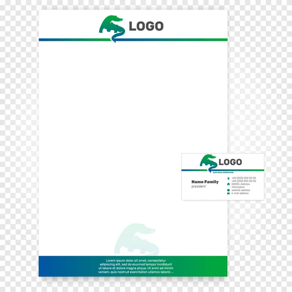 Elszigetelt papír oldal vektoros illusztráció. Cég azonosító üzleti sablon. Branding kondi A4-es papír. Zöld, kék és fehér szín. — Stock Vector