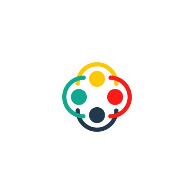 Şekil vektör logosu, palet illüstrasyon izole soyut tur. Sanatçı özniteliği. Eller logo tutan insanlar.