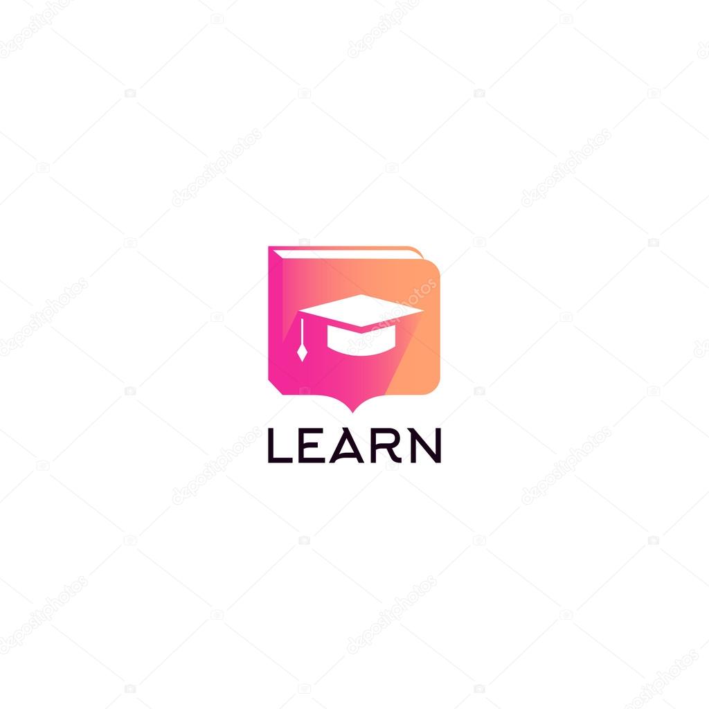 Isolated student hat vector logo. Studying logotype with learn writing. Education icon