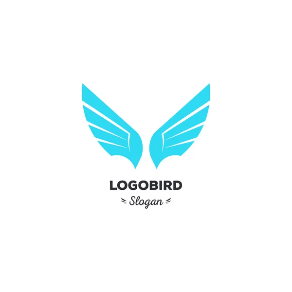 Aislado, dibujos animados, friki, estricto águila volando, forma de vector triangular, minimalismo, plano, elegante, logotipo estilizado geométrico, plantilla de logotipo de color azul, pájaro, alas, plumas, logotipo elemento águila — Vector de stock