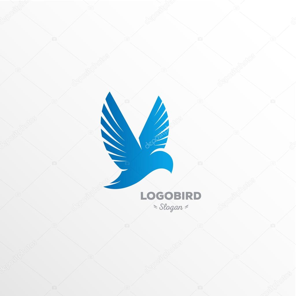 Fun, beauty, isolated, cartoon calibri flutters in the air, rectangular vector shape, minimalism, flat stylized logotype, blue bird, hummingbirds, eagle, dove wings feathers tail beakelement logo