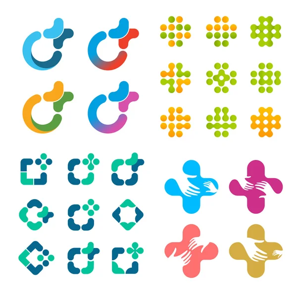 Isolated abstract vector logo set. Medical cross logotypes collection. — Stock Vector