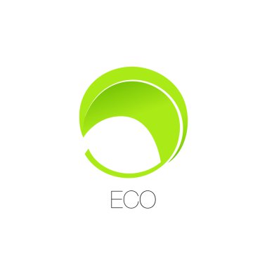 Yalıtılmış soyut yeşil renk vektör logotürü. Yuvarlak şekil logosu. Minimalist yaprak simgesi. Doğal eleman.