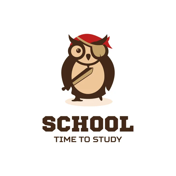 Isolated wise owl vector logo. School logotype. Cartoon illustration. Teacher. — Stock Vector