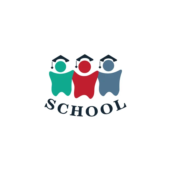 Isolado silhuetas humanas coloridas logotipo do vetor. Logotipo escolar . —  Vetores de Stock