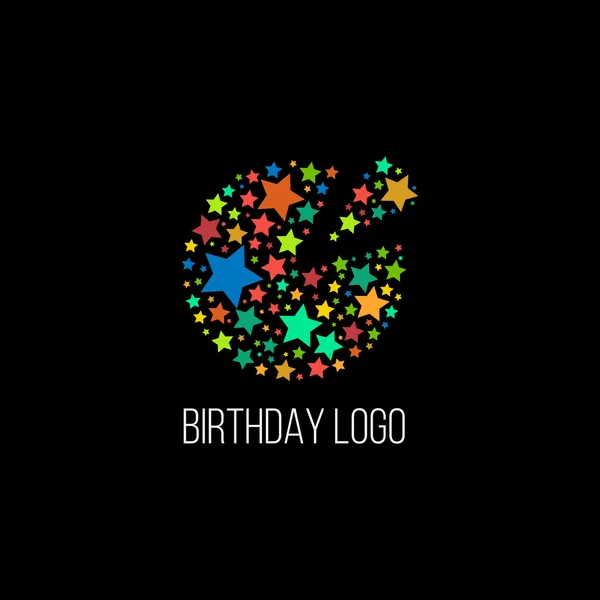 Oblý tvar narozeninový dort s logem hvězdového vektoru. Prvek svátků. Logotyp pizzy. Výtečné jídlo. Symbol kavárny a restaurace. — Stockový vektor