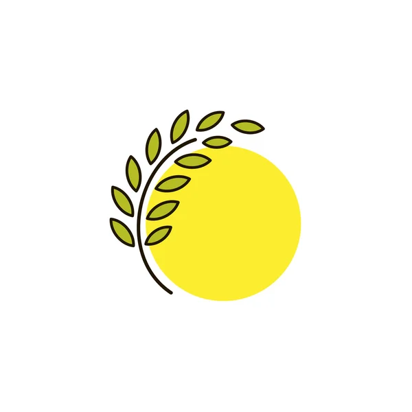 Izolovaný kulatý tvar abstraktní logo zemědělského vektoru. Ušní ucho s logotypem slunce. Ikona farmy. Resekční ilustrace. Emblém. — Stockový vektor