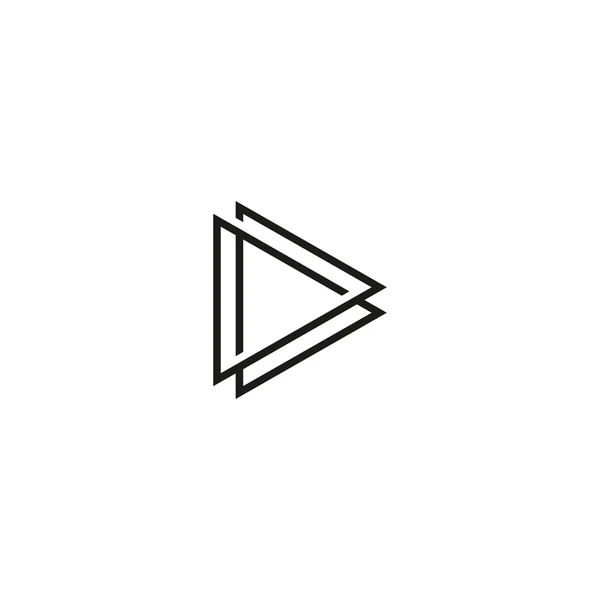 Ізольований чорно-білий кнопка контуру векторного логотипу. Трикутний мультимедійний логотип. Призупинити значок. Елемент програвача . — стоковий вектор