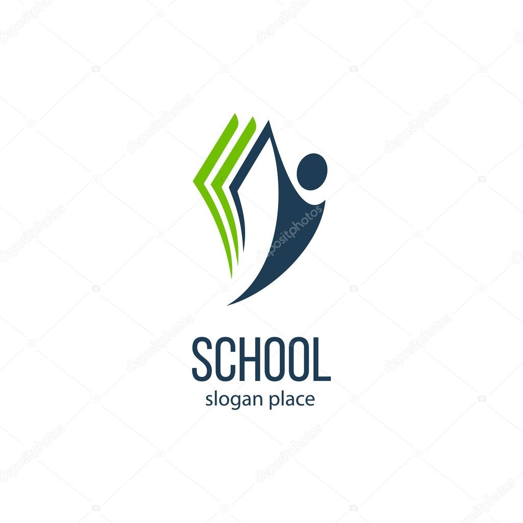 Isolated abstract human silhouette with book vector logo. School and university logotype. Education illustration. Studying sign. Student image.Minimalistic symbol